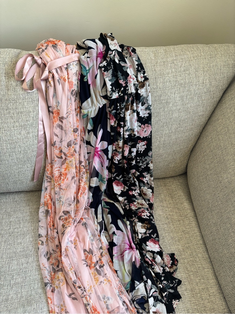 Floral Maxi Dress Bundle - Pink & Black Floral Prints